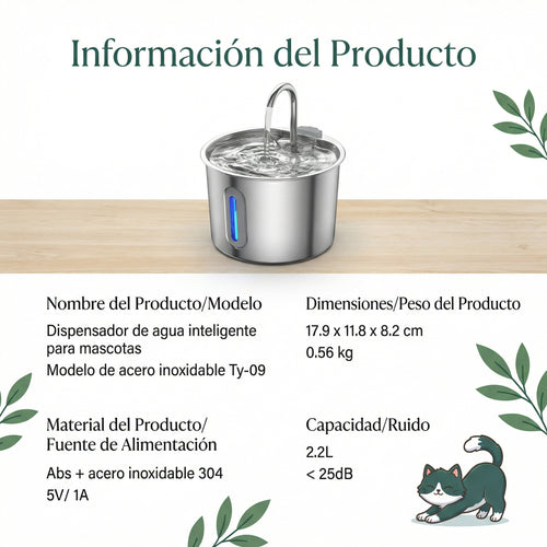 Dispensador de agua para gatos